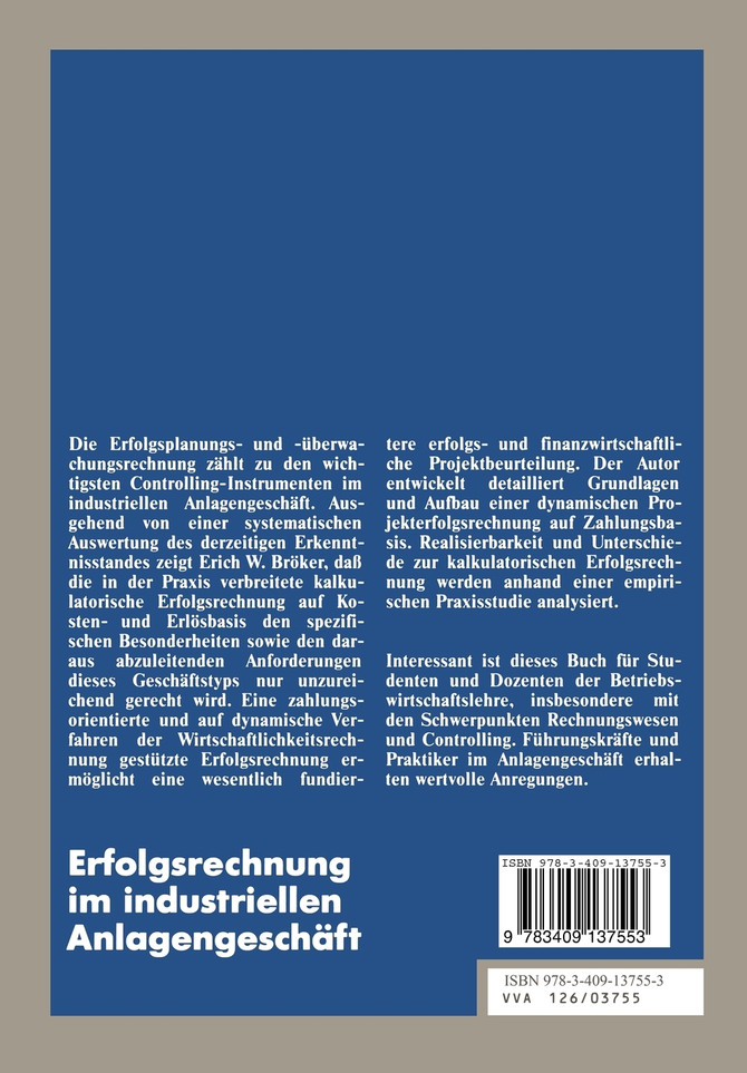 Erfolgsrechnung im industriellen Anlagengeschäft