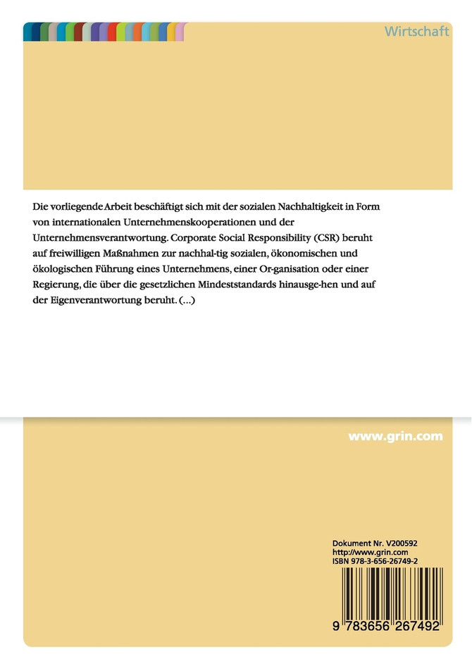 Indikatoren der sozialen Nachhaltigkeit (Gütesiegel) für die Zusammenarbeit in internationalen Unternehmenskooperationen