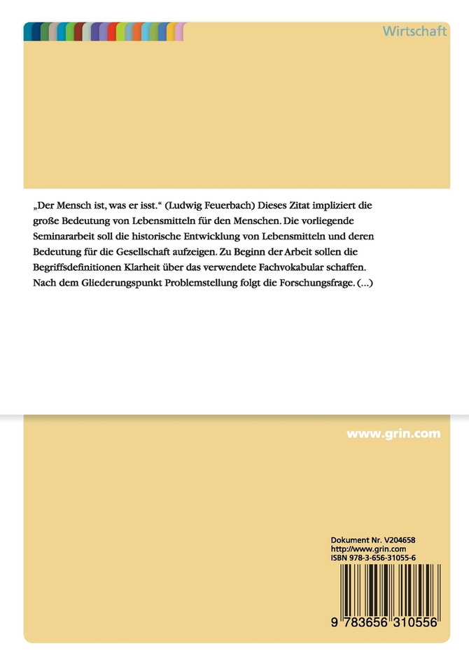 Bedeutung von Lebensmitteln für unsere Gesellschaft - ein historischer Überblick