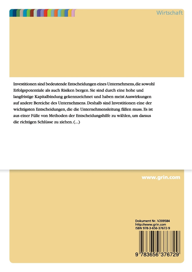 Investitionscontrolling. Planung und Kontrolle von Investitionen