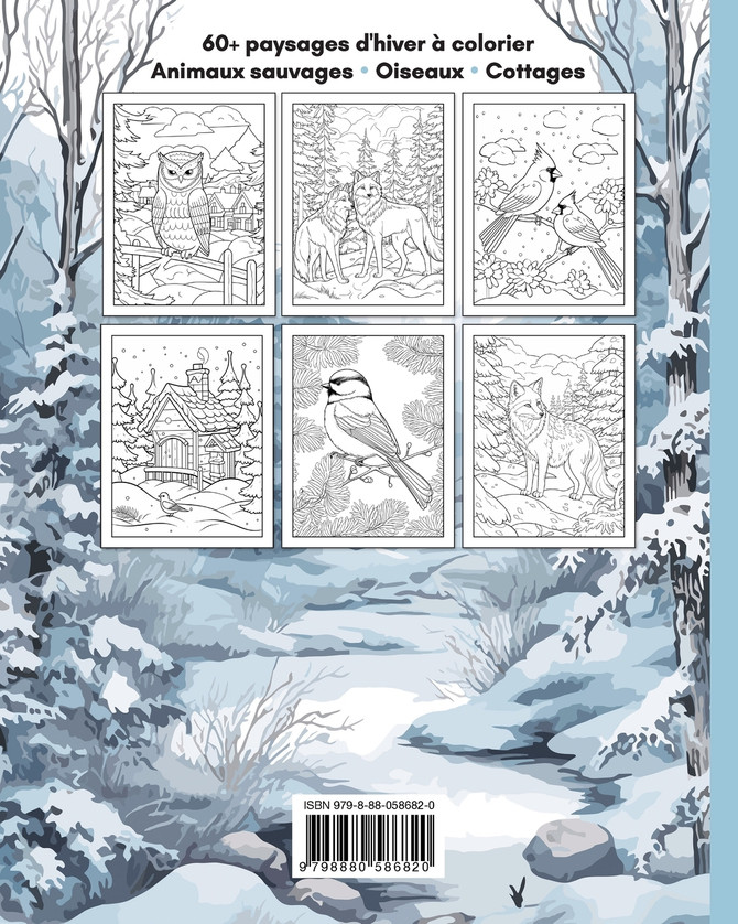 Paysages d'Hiver Livre de Coloriage pour Adultes
