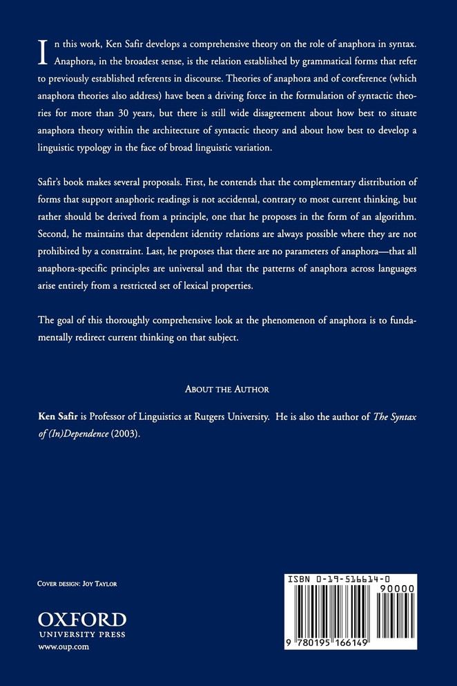 The Syntax of Anaphora