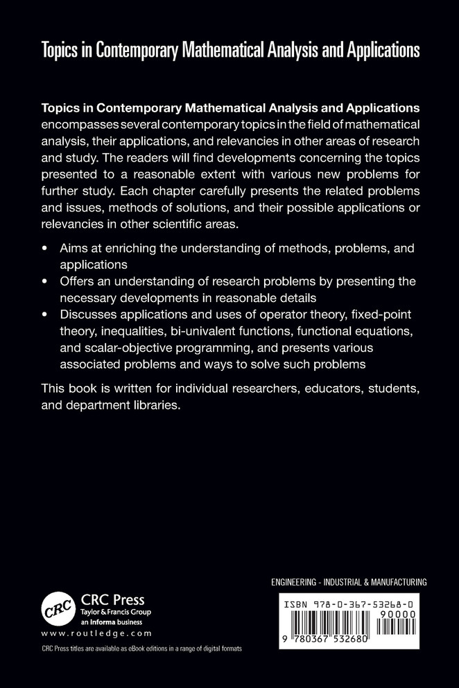 Topics in Contemporary Mathematical Analysis and Applications