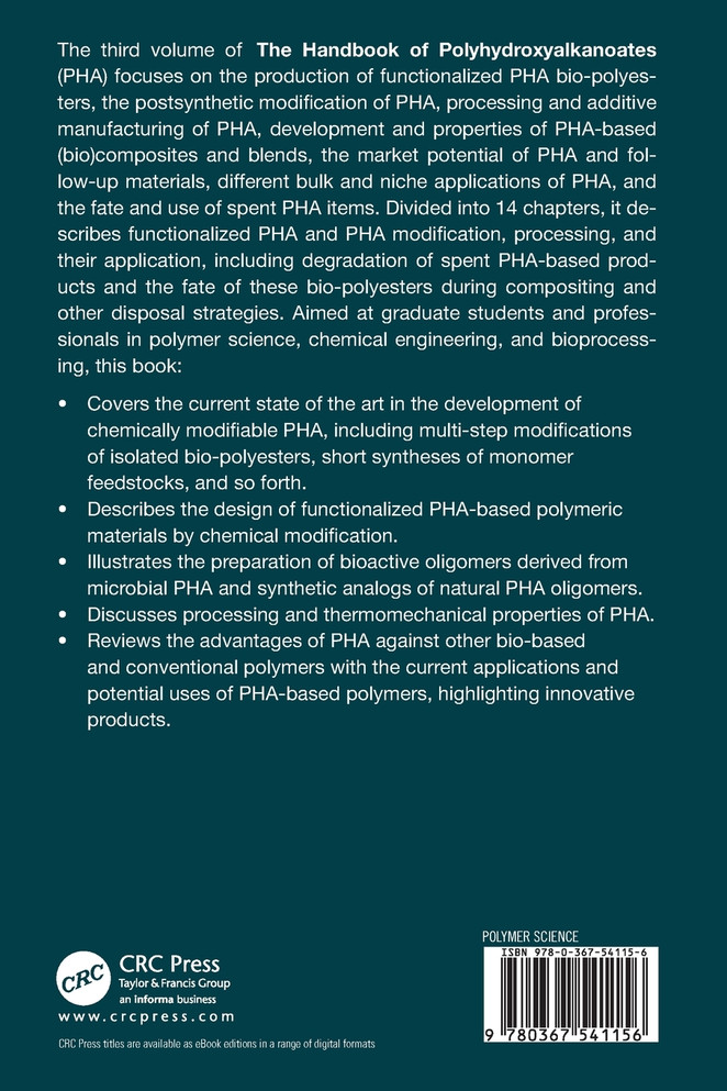 The Handbook of Polyhydroxyalkanoates