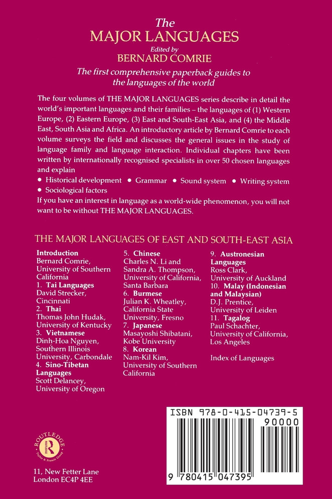 The Major Languages of East and South-East Asia