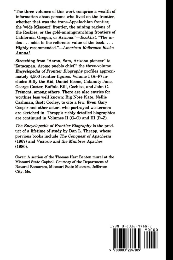 Encyclopedia of Frontier Biography, volume 1, A-F
