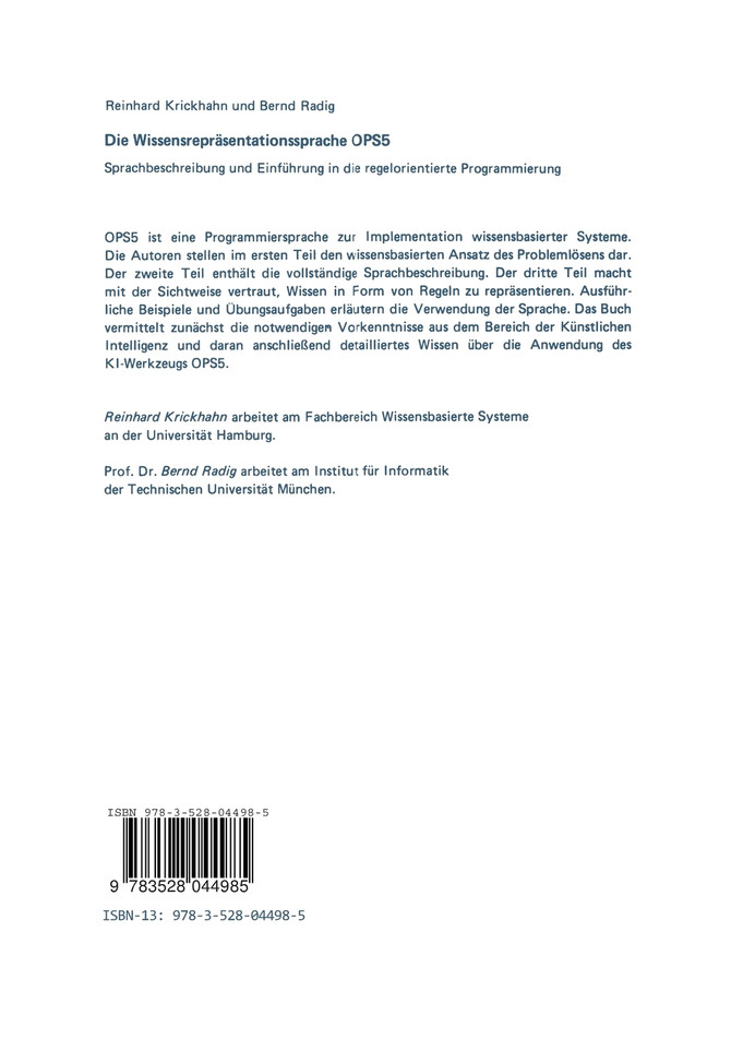 Die Wissensrepräsentationssprache OPS5