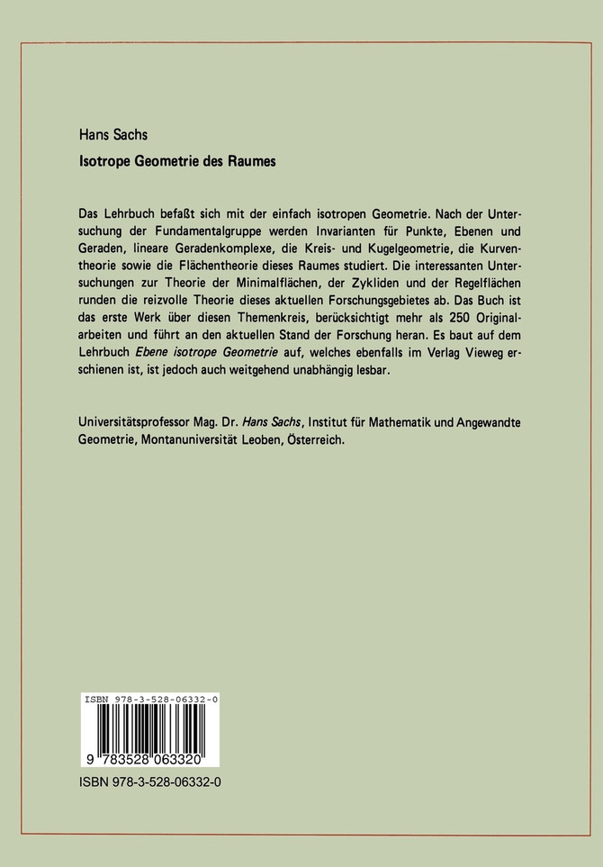 Isotrope Geometrie des Raumes