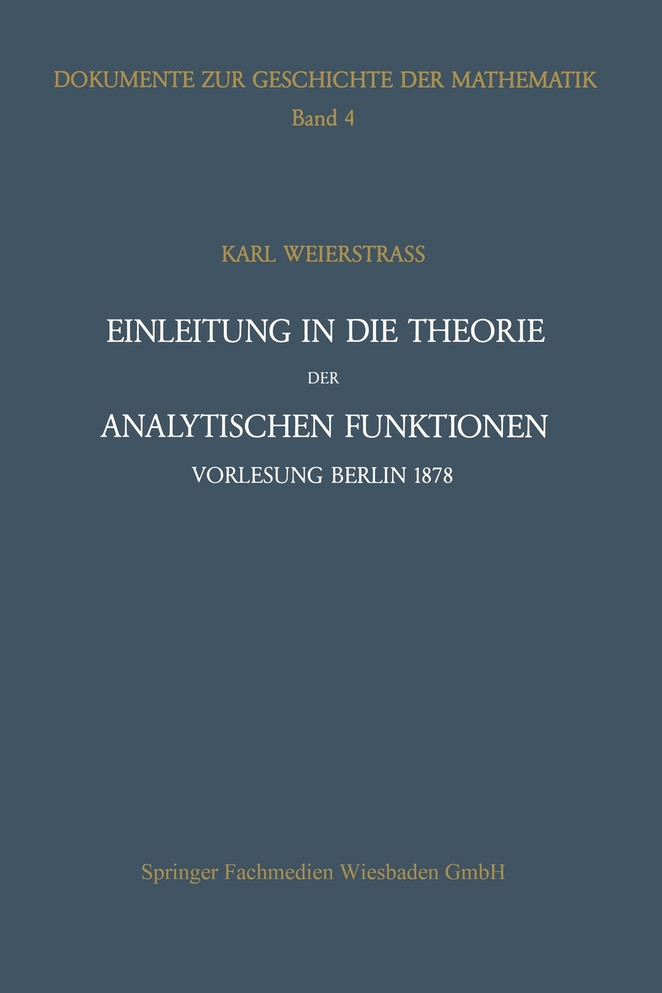 Einleitung in die Theorie der analytischen Funktionen