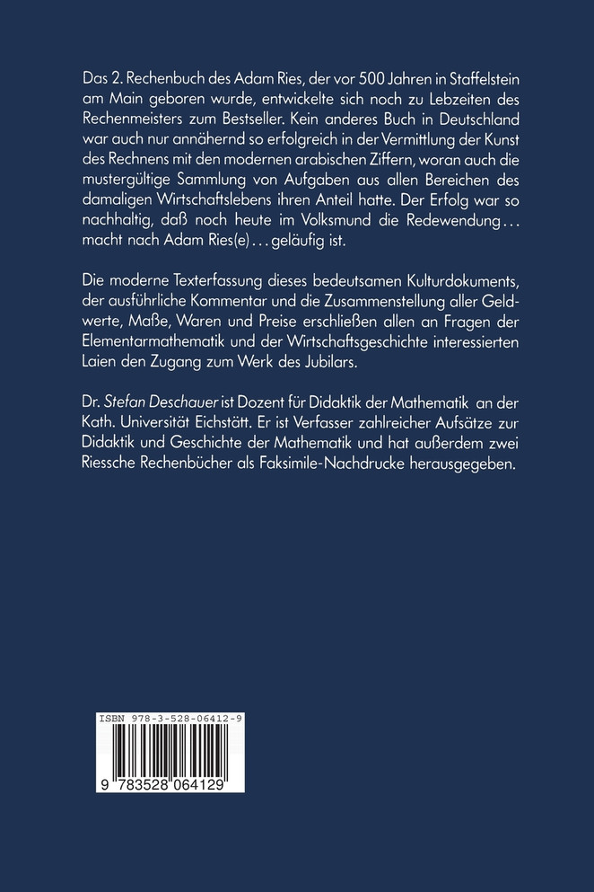 Das Zweite Rechenbuch Von Adam Ries