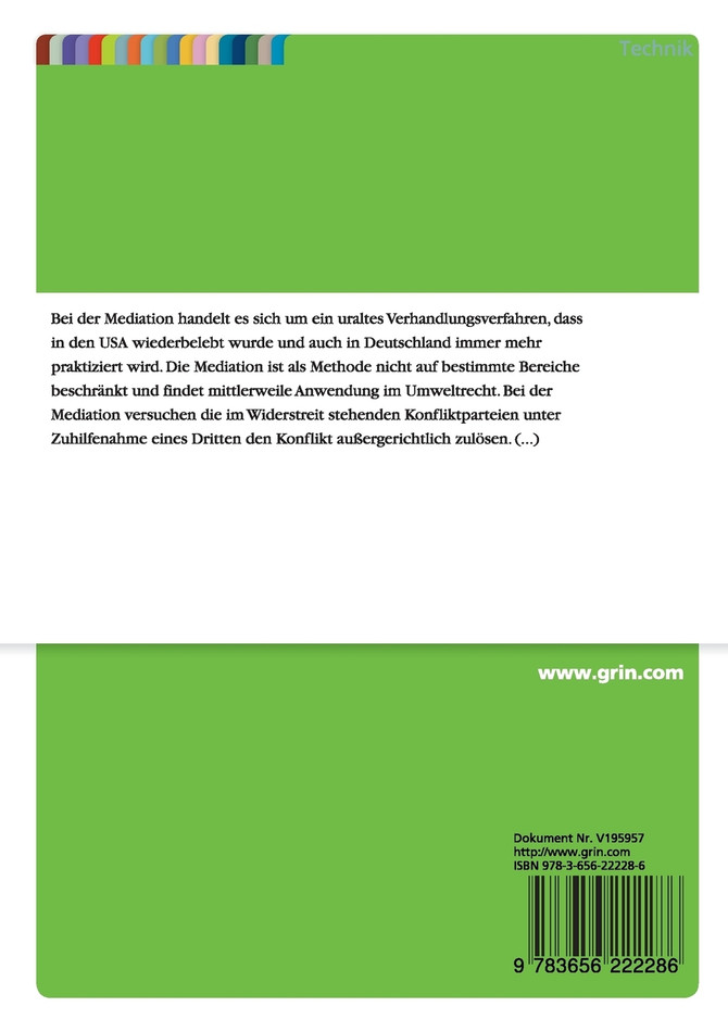 Konfliktlösung durch Mediation im Umweltbereich