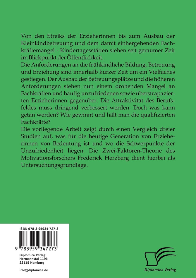 Motivation und Zufriedenheit von Erzieherinnen und Erziehern