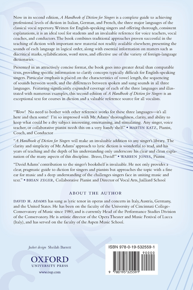 Handbook of Diction for Singers