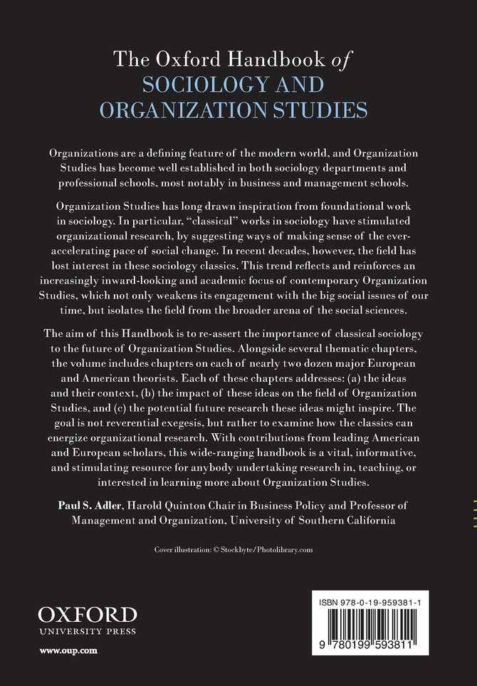 The Oxford Handbook of Sociology and Organization Studies