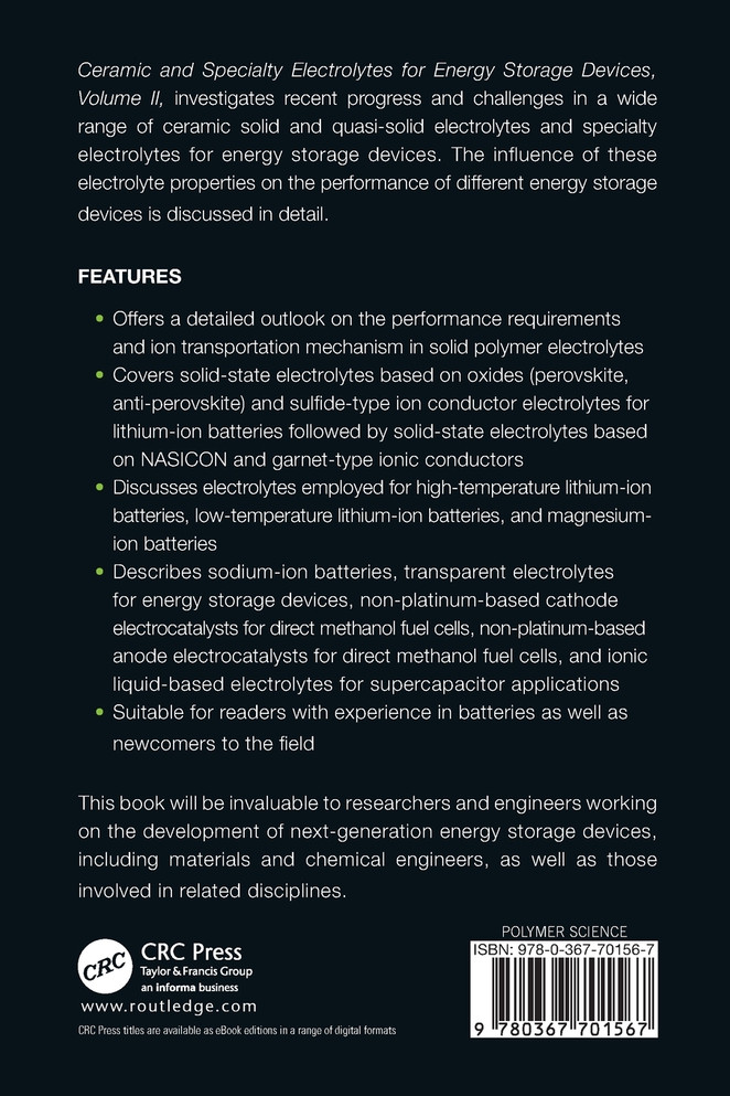 Ceramic and Specialty Electrolytes for Energy Storage Devices