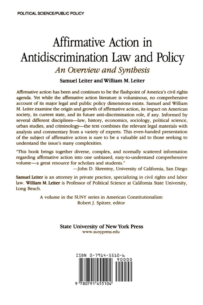 Affirmative Action in Antidiscrimination Law and Policy