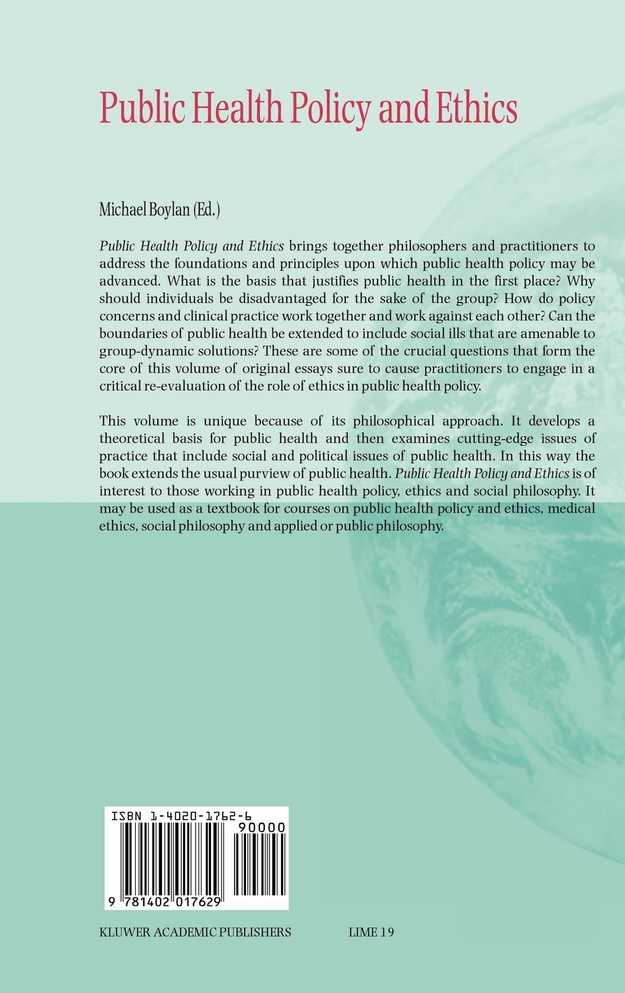 Public Health Policy and Ethics