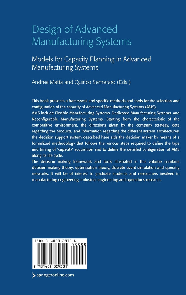 Design of Advanced Manufacturing Systems