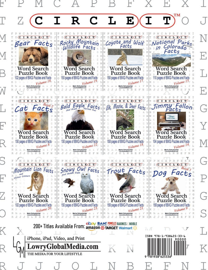 Circle It, Coyote and Wolf Facts, Word Search, Puzzle Book