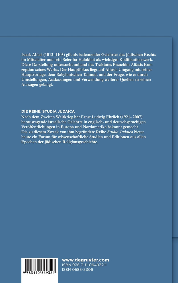 Isaak Alfasis Kodifizierung des talmudischen Rechts im Sefer ha-Halakhot zum Traktat Pesachim