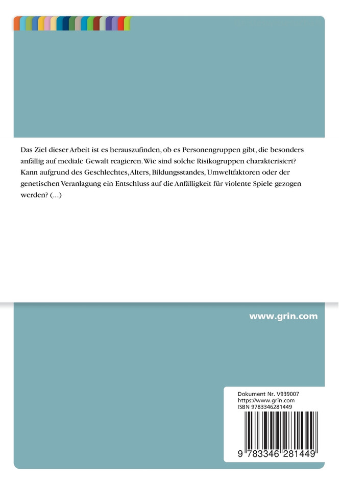 Gewaltverherrlichende Spiele als Anreiz für AMOK-Taten. Ursachen und Beweggründe