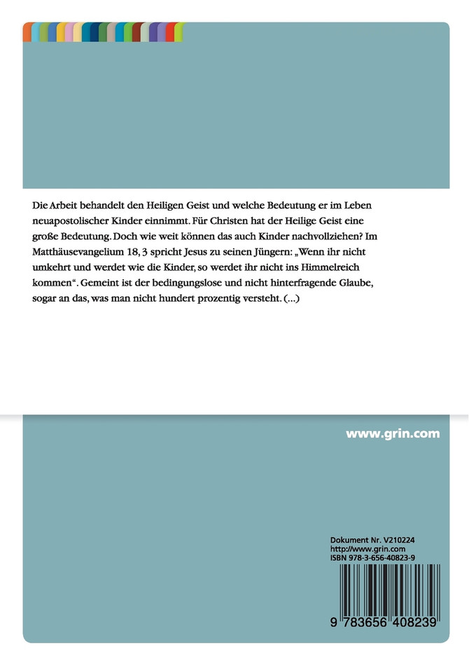Verständnis neuapostolisch christlich erzogener Kinder vom Heiligen Geist