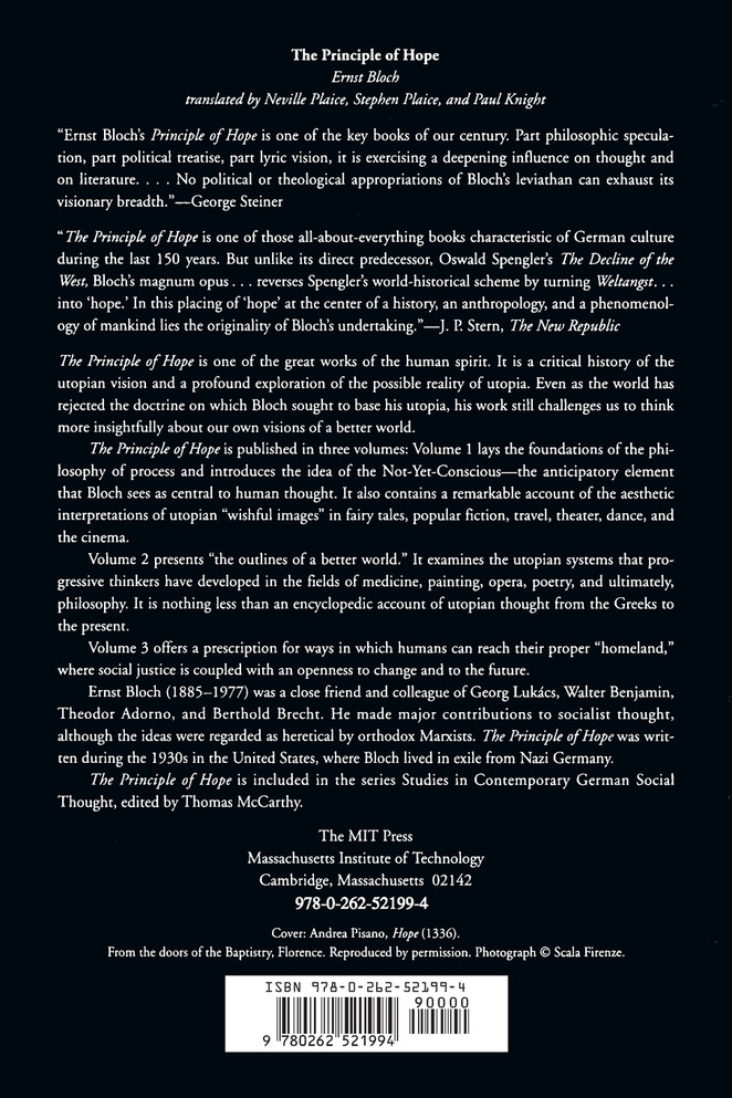 The Principle of Hope, Volume 1