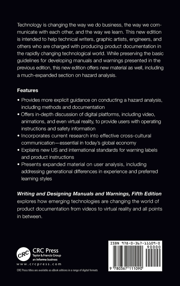 Writing and Designing Manuals and Warnings, Fifth Edition