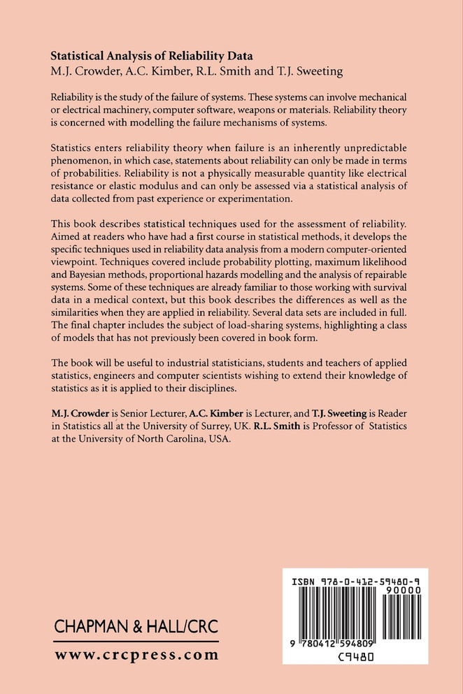 Statistical Analysis of Reliability Data