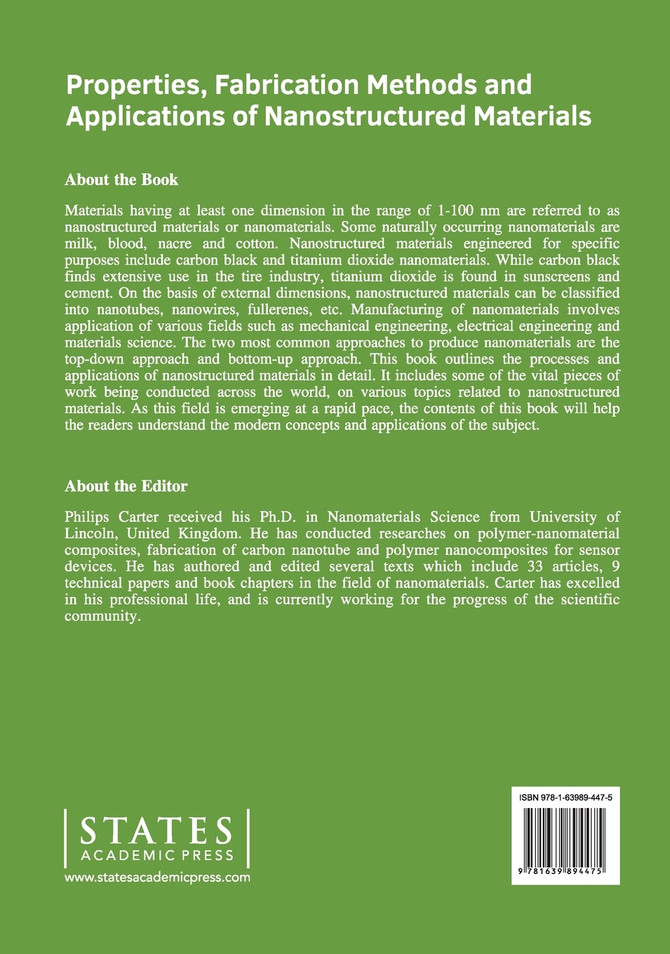 Properties, Fabrication Methods and Applications of Nanostructured Materials