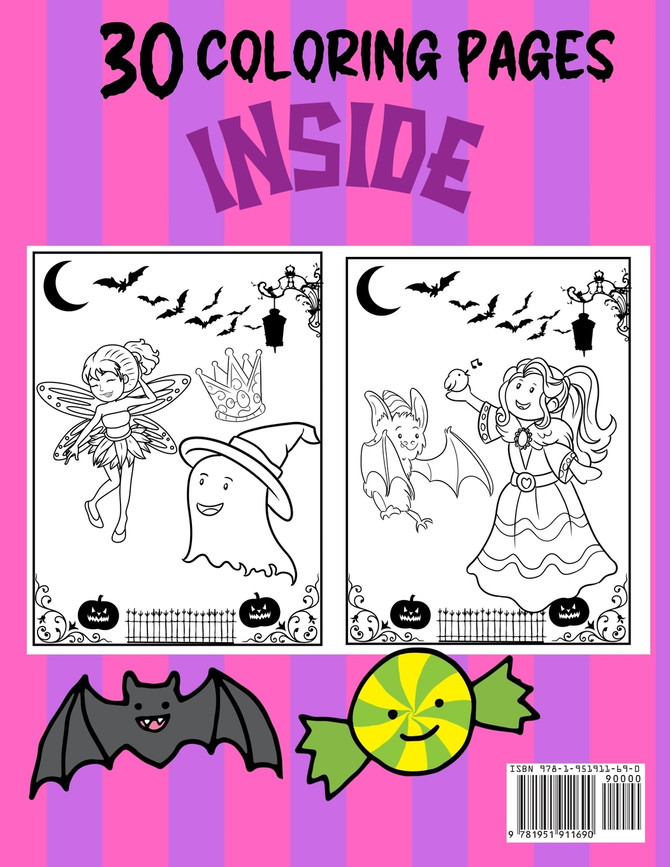 Halloween princess and fairies coloring book for kids ages 4-8