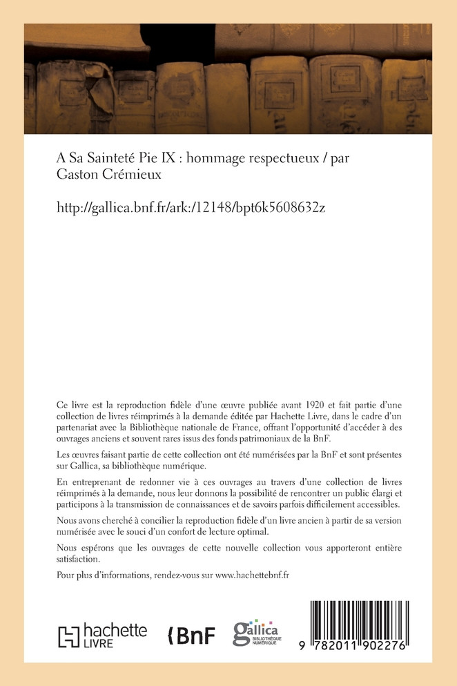 A Sa Sainteté Pie IX