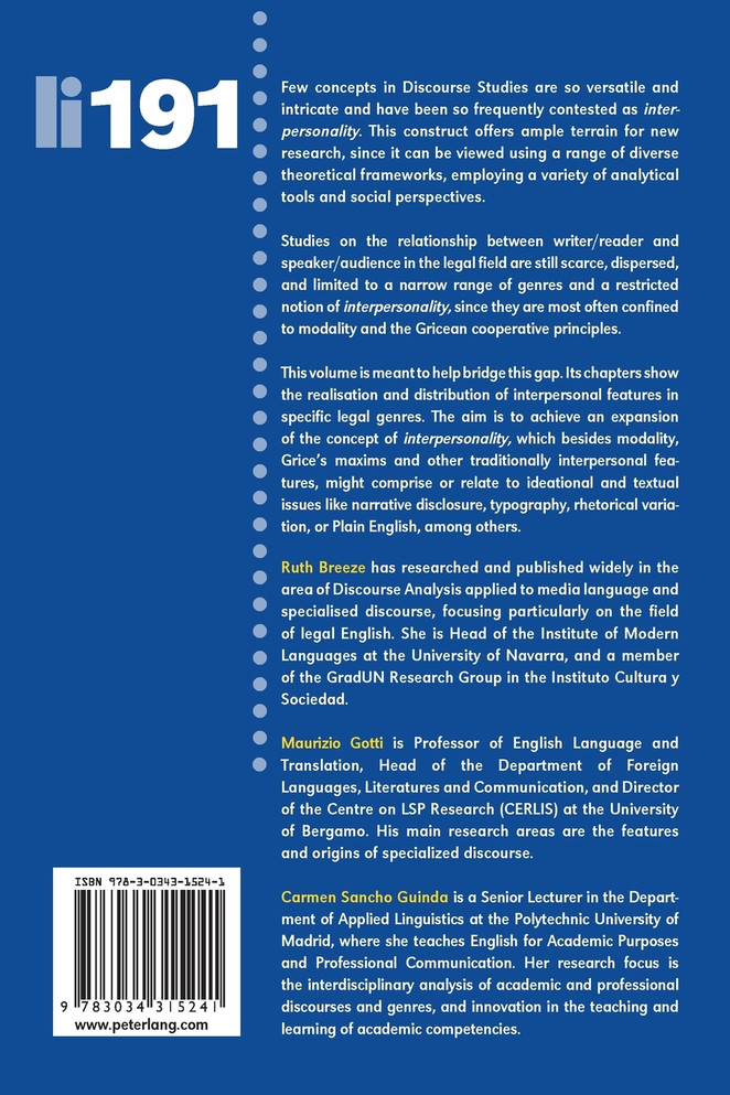 Interpersonality in Legal Genres