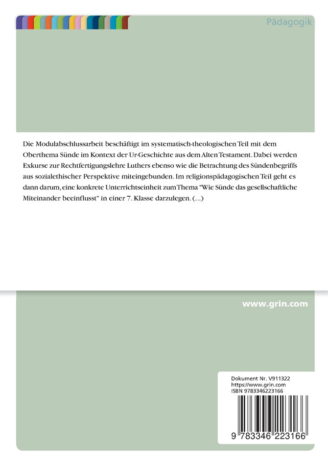 Das "neue" Verständnis des Sündenbegriffs und seine Auswirkungen auf das gesellschaftliche Miteinander