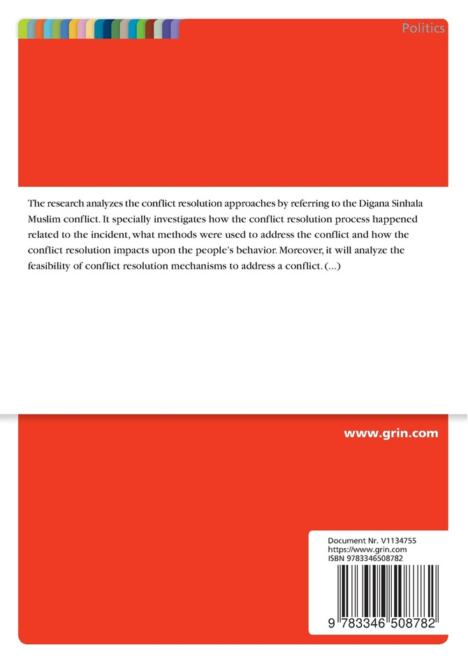 Sinhala-Muslim conflict in Sri Lanka. The conflict resolution approaches in Digana