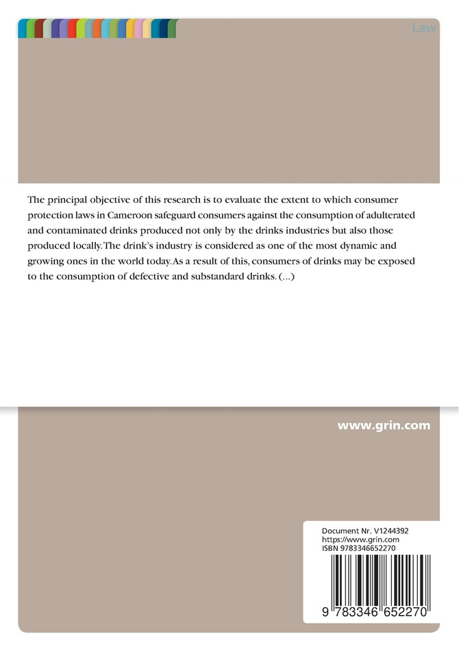 The Protection of Consumers of Drinks in Cameroon. A Legal Appraisal