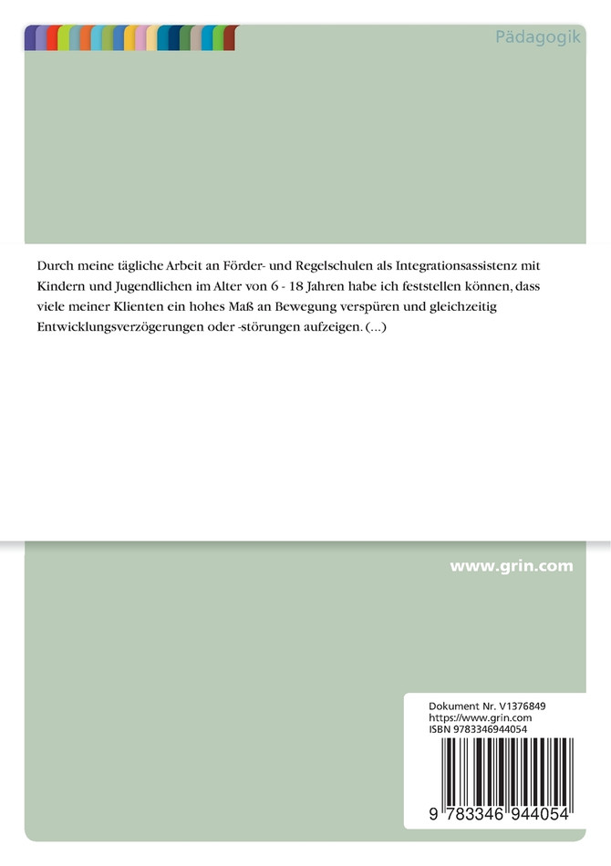 Entwicklungsförderung durch psychomotorische Angebote an einer Förderschule im Einzelsetting