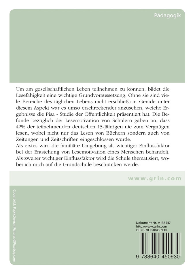 Die Förderung der Lesemotivation in der Grundschule