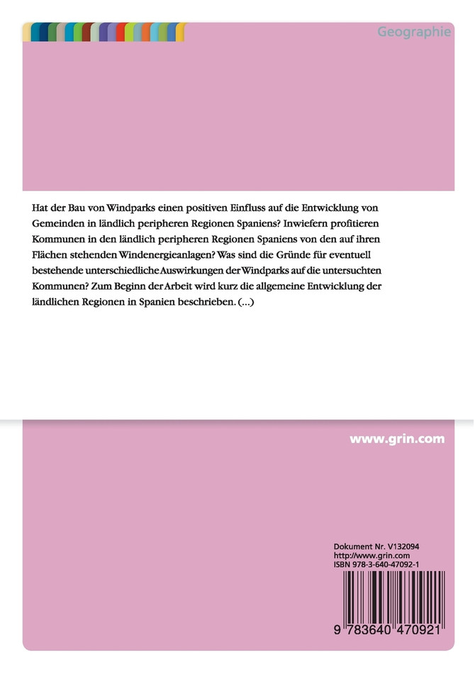 Windenergieanlagen -  Entwicklungsimpulse für  ländlich periphere Regionen in Spanien?