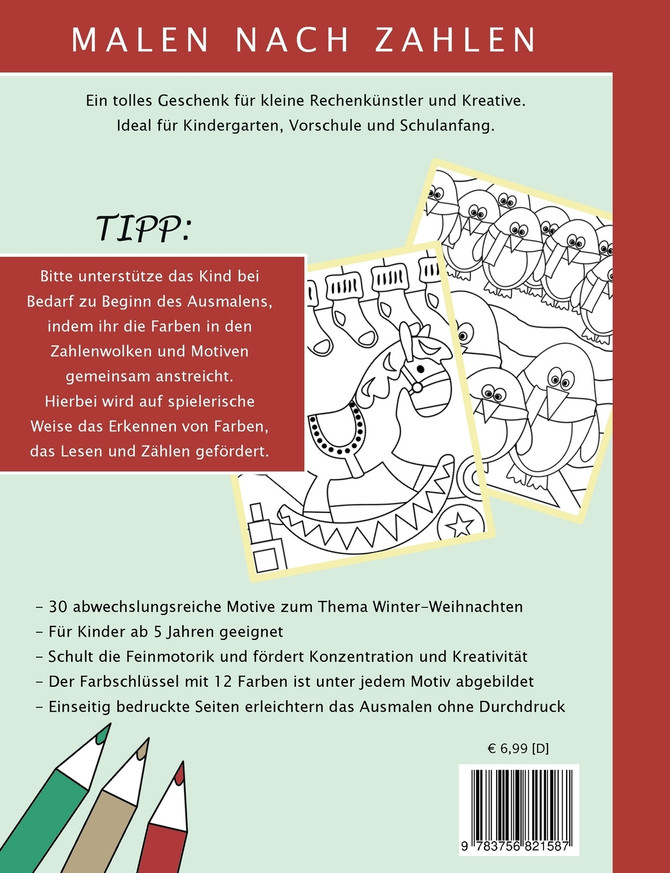 Bezaubernde Ausmalbilder Malen nach Zahlen - Winter-Weihnachten