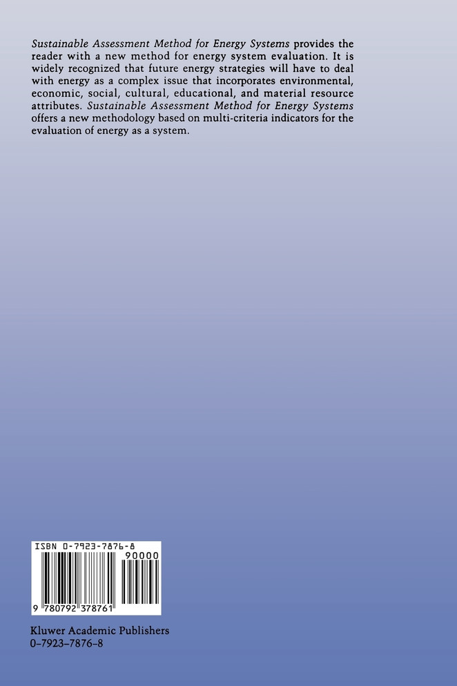 Sustainable Assessment Method for Energy Systems