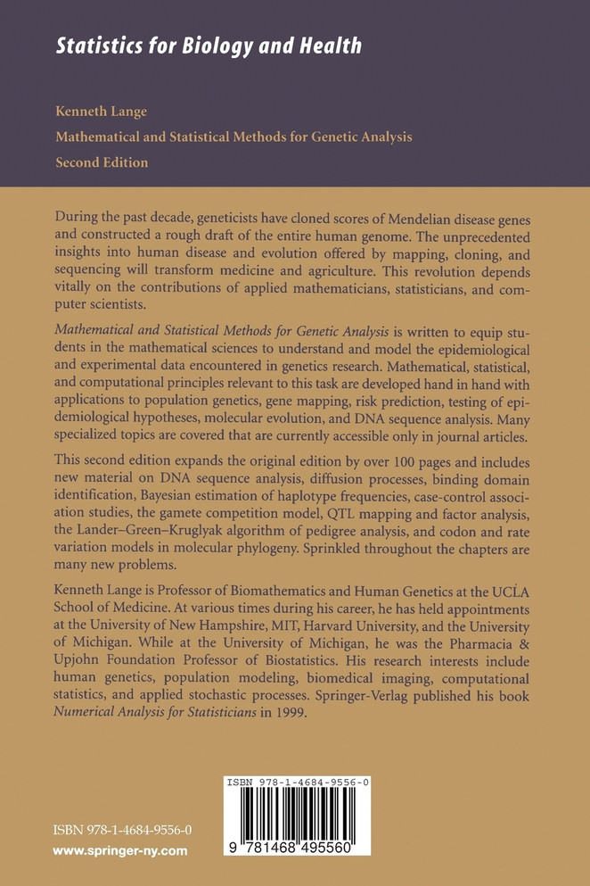 Mathematical and Statistical Methods for Genetic Analysis