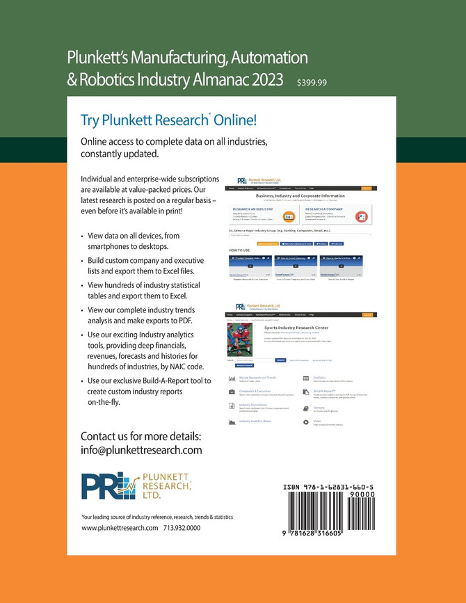 Plunkett's Manufacturing, Automation & Robotics Industry Almanac 2023