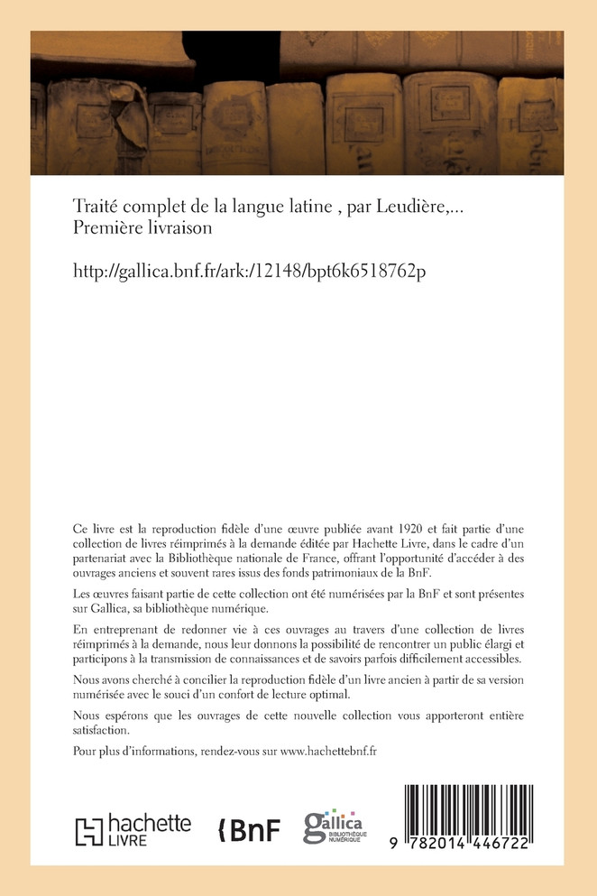 Traité complet de la langue latine Tome 1
