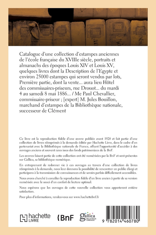 Catalogue d'une collection d'estampes anciennes de l'école française du XVIIIe siècle,