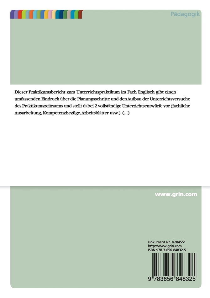 Portfolio zum Unterrichtspraktikum im Fach Englisch