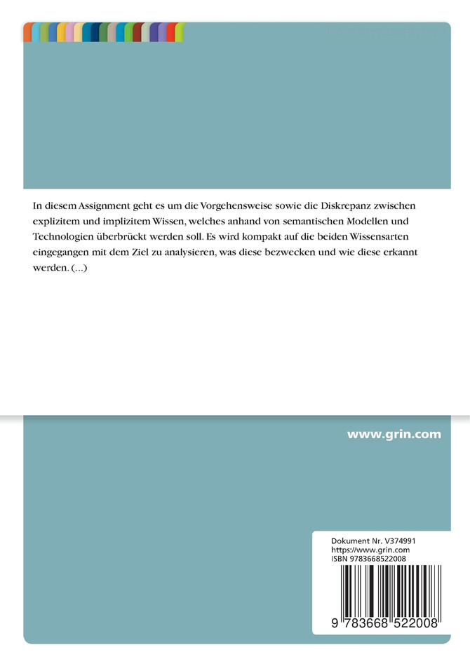 Semantik und Ontologie. Explizites und implizites Wissen. Wissensmanagement