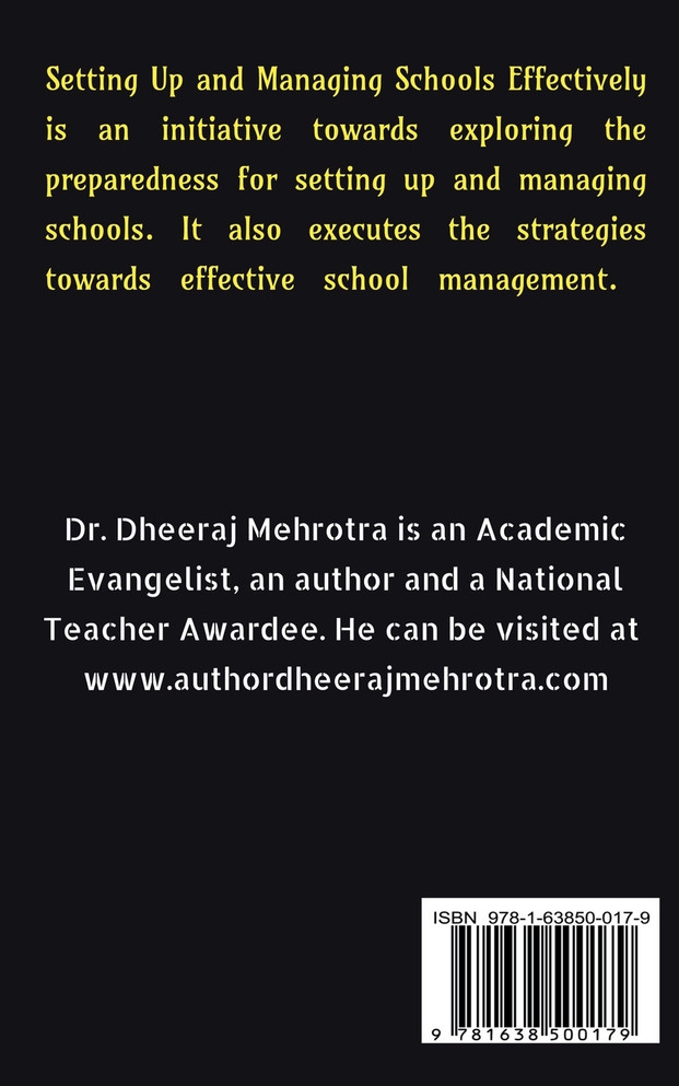 SETTING UP AND MANAGING SCHOOLS EFFECTIVELY