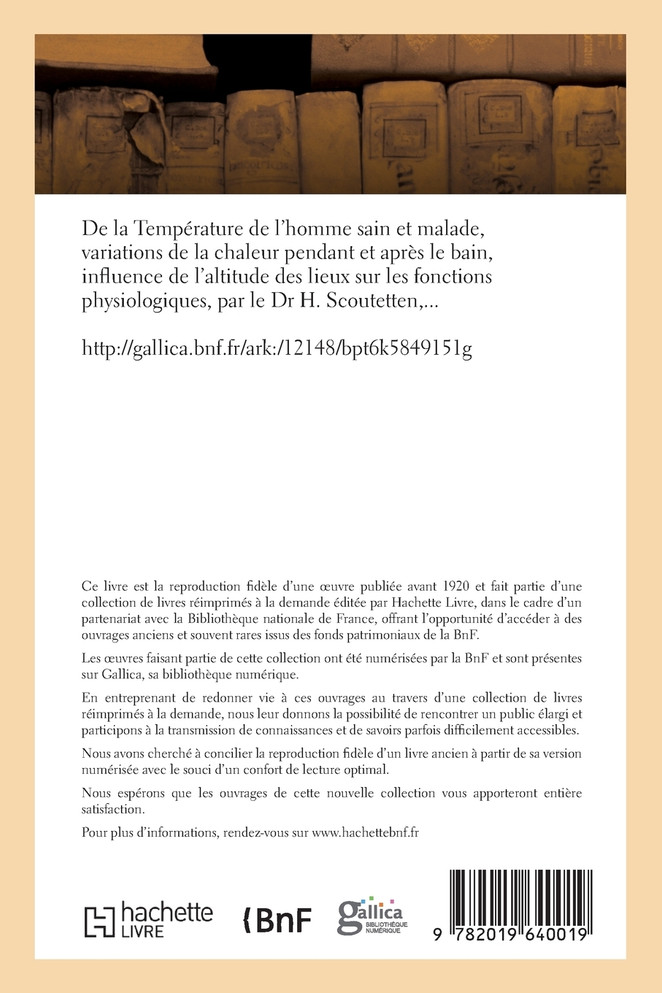 De la Température de l'homme sain et malade, variations de la chaleur pendant et après le bain