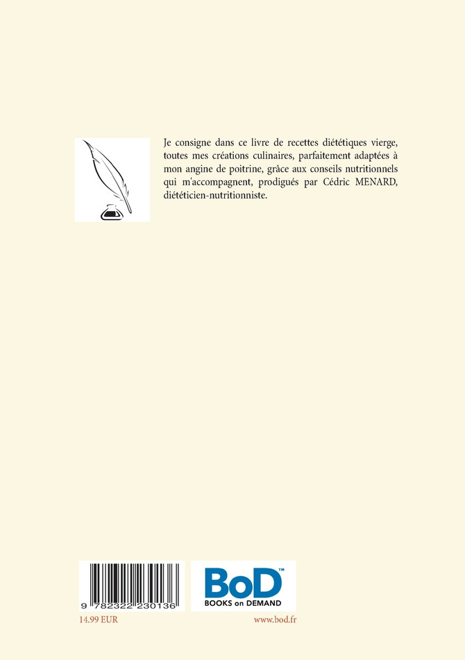 Mon livre de recettes pour l'angine de poitrine